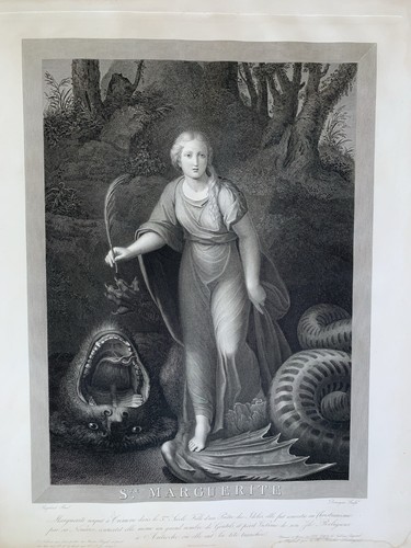 Rare 1832 Auguste Gaspard L. Boucher-Desnoyers “Sainte Marguerite“ after Rafael