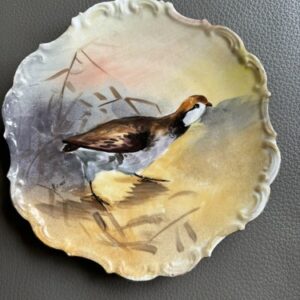 Antique Limoges LDBC Flambeau France Wall Plate Hand Painted Bird c1890