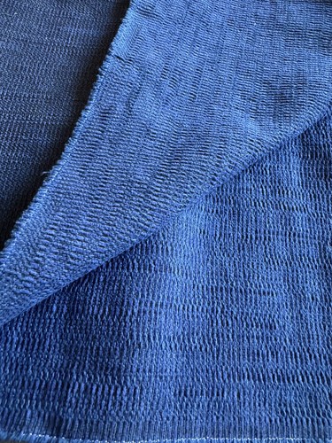 Vintage Upholstery fabric remnant, High Quality Dark Blue W/ Purplish Threads