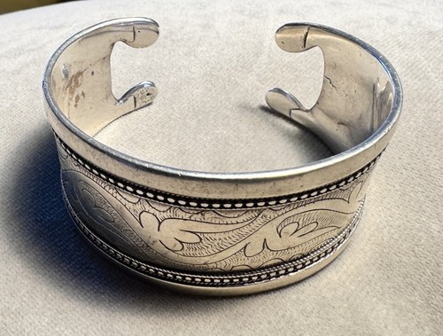 Sterling Silver Turkmen Handmade Cuff Bracelet, 6.5” Including gap, 37g